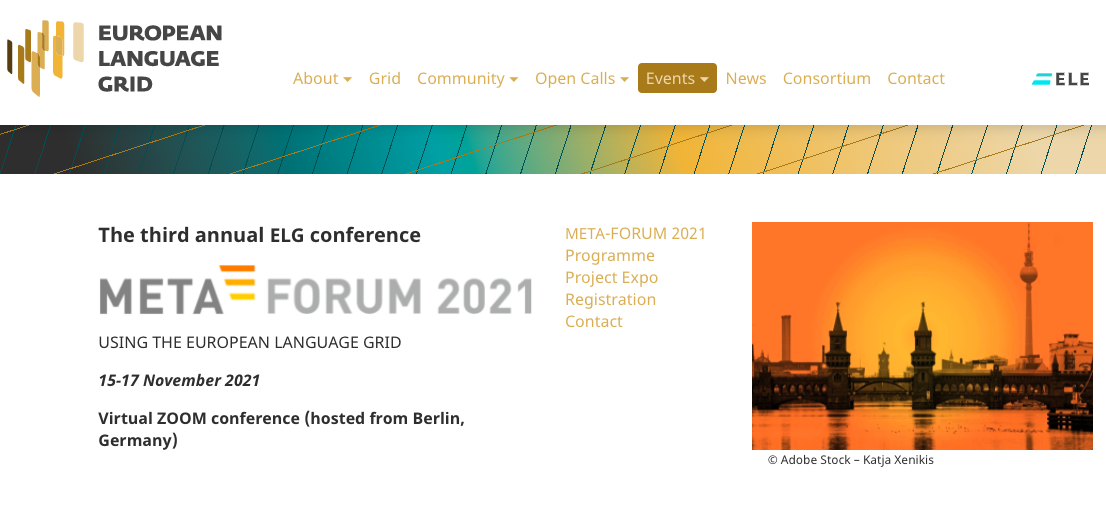 META-FORUM 2021: Using the European Language Grid